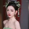 Haarspangen, chinesische Braut, handgefertigt, Smaragdgrün, Bambusblatt, Han-Kostüm, Haarnadeln, Hochzeitsaccessoires