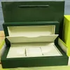 Fornecedor de fábrica verde caixa original papéis presente relógios caixas saco de couro cartão 84mm 134mm 185mm 0 7kg para 116610 116660 116710 116228b