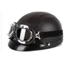 Motorcycle Helmets Helmet Men And Women Classic Leather Vintage Open Face Half Motor Scooter Electric Goggles