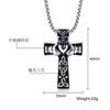 Pendant Necklaces Classic Men's Stainless Steel Metal Necklace Featuring Kinked Cross