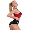 Completo da yoga Note musicali rosse Reggiseno sportivo con scollo a U da donna Stampa vintage Reggiseni crop sexy rinforzati con retro scollato Top da palestra per la danza