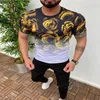 Mäns T-shirts toppsäljande produkt 2021 Summer Mens T-shirt Tryck 3D Flower Gradient Casual Short Sleeve Clothing2821