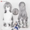 Catsuit Costumes Game Honkai: Star Rail Bronya Cosplay 95 cm de long gris cheveux bouclés résistant à la chaleur Halloween fête Anime perruques + bonnet de perruque