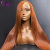 Synthetic Wigs Transparent 13x4 13x6 Lace Frontal Wig Ginger Orange Straight Human Hair for Black Women Pre Plucked 5x5 Closure 231027