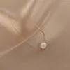 Naszyjniki wiszące 316L stal nierdzewna prostota retro jeden Pearl Clavicle łańcuch Ladies Naszyjnik Modna biżuteria SAN1721