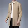 Mannen Blends Heren Lente Jas 2023 Aankomst Business Casual Zwart Kaki Lange Top Kwaliteit Single Breasted Effen Trenchcoat l231026