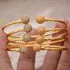 Bangle 24K 4 Pçs / lote Afraic Dubai Cor de Ouro Strass Beads Cuff Bangles para Mulheres Esposa Jóias de Casamento Pulseiras Pulseira Presentes 231027