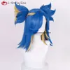 キャットスーツの衣装ヴァロラントネオンコスプレブルーブロンド2つのポニーテールクリップ熱耐性ヘアアニメハロウィーンパーティー +ウィッグキャップ