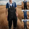 Mäns byxor Bibbovers Fashion Relaxed Fit Casual Jumpsuit Bomull Lätt med kroppen på spänne hög hals