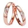 Pasujące pierścienie obietnicy dla par Love You Forever Wedding Sets dla niego i jej pół serca Pierścienie mosiężne 18k złoto AAA Regulowane pierścień cyrkon
