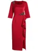 Casual Dresses Luxury Dress 2023 Autumn Winter Party Cocktail Women Sexig Square Collar Luxurioius Pärlor Ruffle Deco Midi Red Purple 4XL