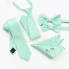 Bow Ties 6 PCS Top Color Green Pink Blue Polyester Solid 6cm Tie Set Men Kids Wedding Bowtie Hankie Party Gift Cravat Shirt Accessory 231027