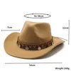 Breda Brim Hatts Bucket Vintage Western Cowboy Hat Men Retro Bowler Fedora Female Red Felt Jazz Cap Four Seasons Cowgirl Sombrero 231027