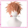 Catsuit Costumes Division Rap Battle Hypnosis Mic Busujima Meison Riou Orange Brown Cosplay Short Fluffy Layered Anime Wigs + Wig Cap