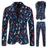 Men's Suits Mens Fashion Casual Suit Printed Christmas Jacket Pants Vest Three Set Of Men Sets And 34s