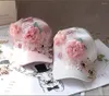 Casquettes de balle 202309-shi Ins Drop Designer Satin Brillant Belles fleurs en dentelle Jeune fille Lady Baseball Hat Femmes Loisirs Visières Cap