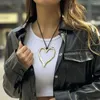 Collares colgantes exagerados collar de corazón hueco grande para mujeres color negro cadena de cuerda ajustable fiesta joyería de boda regalo de moda