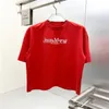 abbigliamento rosso uomo e donna manica corta collo alto T-shirt triangolo oversize sciolto stampa scritta di grandi dimensioni sul petto tendenza oversi2985