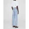 High Waisted Washed Jeans Designer Anines Bings Torn Holes Worn-Out Women Cropped Denim Straight Leg Pants