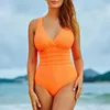 Women's Swimwear V-Neck Backless High Waist Women Monokini Flower Printed One-Piece Bodysuit Swimsuit Bathing Suit Beachwear