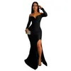 Robes décontractées Sexy Split Plissée Dos Nu Longue Robe Maxi Élégant Luxe Designer Party Dames Hors Épaule Soirée Classique Bal