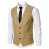 Mäns västar passar Vest Business Casual British Style Solid Color Waistcoat Bankett Wedding Performance Social Talk