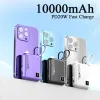 10000mAh Mini Power Bank med kabel bärbar PD20W Fastladdning Extern batteriladdare Powerbank för iPhone Xiaomi Huawei -telefon