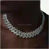 20 mm Männer Hip Hop Prong Cuban Link Kette Halskette Bling Iced Out 2 Reihe Strass gepflastert Miami Rhombus Halsketten Juwel Dhgarden Otxdq