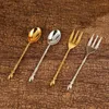 Dinnerware Sets Kitchen Fashion Creative Metal Craft Tableware Silver Swan Spoon Set Home Moving Gift Fruit Fork Storage