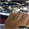 Bandringen Luxe dames trouwring Mode Edelsteen gesimuleerde diamanten verlovingsringen voor vrouwen Sieraden Drop Delivery Sieraden Ring Dhhco