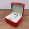 Caixas de relógio Caixa de couro vermelho de luxo com livreto e bolsa pode cartão personalizado relógios caixa de presente