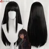 キャットスーツコスチュームアニメリコリリコイルコスプレ70cmの長さの黒い暑さ耐性合成髪Inoue Takina Wigs + Wig Cap