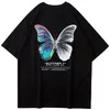Hip Hop Oversize T Shirt Men Streetwear Harajuku Color Butterfly Tshirt Short Sleeve Cotton Loose HipHop T-Shirt Plus Size267Z