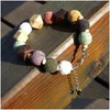 Charm Bracelets Luxury Designer Colored Volcano Lava Beads Bracelet For Women Girls Exquisite Natural Stone Wooden Bead Bangles Jewelr Dhrys