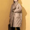 Winter The Scarf-Coats Women White Duck Down Jacket Female Casual Long Parkas with Scarf Warm Loose Snow