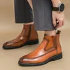 Buty zimowe moda męskie czarny brązowy patchwork kostka męska swobodne buty z wysokim topem zapatos hombre