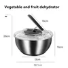 Frutas vegetais ferramentas de aço inoxidável secador escorredor desidratador salada girador limpo e frutas legumes centrífuga cozinha asdwq 231026