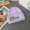 Autumn and Winter Couple Designer Beanie Fashion Candy Color Cotton Warm Lter Embroidery Crystal Hat Date Outdoor Travel Holiday Gift