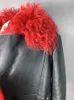 Kvinnors läder GL23108 Vinter Super Warm Sheep Päls Shearling Coat överdimensionerad