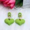 Dangle Earrings Acrylic Heart Pink For Women Magenta Rectangle Cute Gold Color Lightweight Statement Jewelry