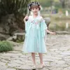 Mädchen Kleider Vintage Kinder Prinzessin Kleid Hanfu Sommer Chinesischen Stil Party Stickerei Kinder 1-10Y Für Mädchen