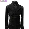 Mens Västar Mens Double Breasted Gothic Steampunk Velvet Vest Stand Collar Medieval Victorian Black Waistcoat Men Stage Cosplay Prom Costume 231027