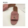 Designer Loro * Piana Bottom Ostrich LP Flat Genuine Leather Slippers for Pattern Women's Apricot Open Toe sandals Summer Large Women's Shoes 35-42