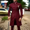 2021 Fashion African Design Slim Fit Men Suits For Wedding Groom Tuxedos Bourgogne Bridegroom Suits Man Prom Party Blazer X090256Q