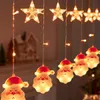 Juldekorationer Julen Santa Claus Star LED String Light Banner Juldekoration för hem Natal Xmas Tree Decor Fairy Light Pendants 231027