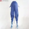 Kostiumy Catsuit 100 cm Cosplay Genshin Impact Layla Blue Gradient Długie kręcone ciepło odporne na włosy Partia Kobiety Peruky + Wej Cap