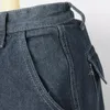 Pantalones para hombres Pantalones de mezclilla casuales para hombres Color sólido Hebilla Cremallera Larga Moda Regular Ropa Hombre