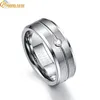 8mm Zircon Classic Men Ring 100% Tungsten Carbide Faceted Wedding Bands Men's Jewelry Anillos para hombres Pierscienie1918