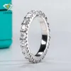 Lustre jóias s925 prata esterlina 3mm fl gra moissanite diamante jóias noivado casamento banda eternidade anéis