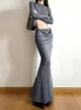 Saias Weekeep elegante sólido saia longa y2k harajuku baixo aumento dobras verão maxi vestidos para mulheres streetwear outfits senhoras moda